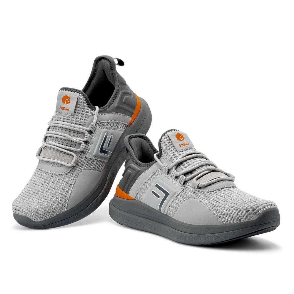 FitVille Shoes Mens 10Extra Wide Gray Orange Fresh Core‎ Running Sneakers B94